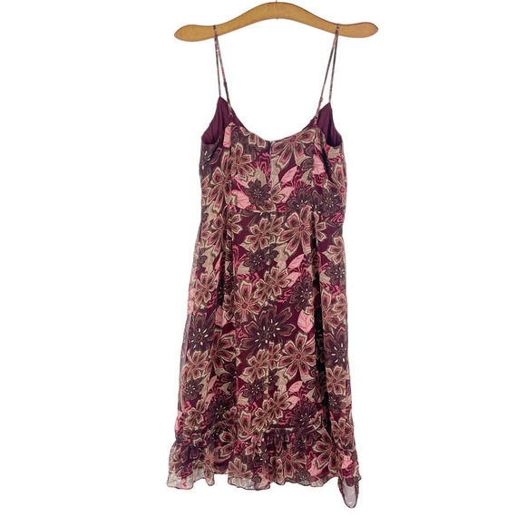 LOFT Y2K Gauzy Sleeveless Fit Flare Dress Babydoll Flowy Floral Women's 8 Petite - Picture 2 of 9